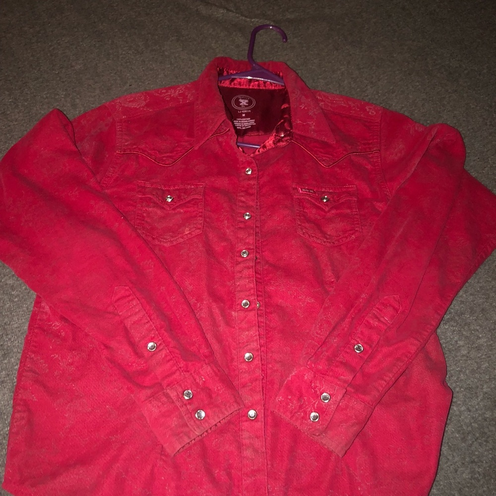 Red velvety vintage Rodeo shirt